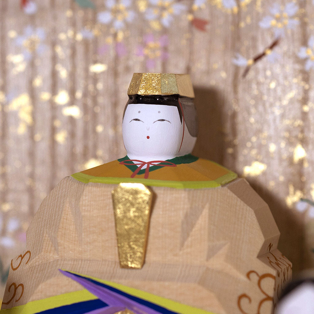 大漁を担いだ仙人レトロ彫刻 全長28cm 五月人形】(平安翠鳳) 8号 純金箔しころ おもだか兜 青 平飾り