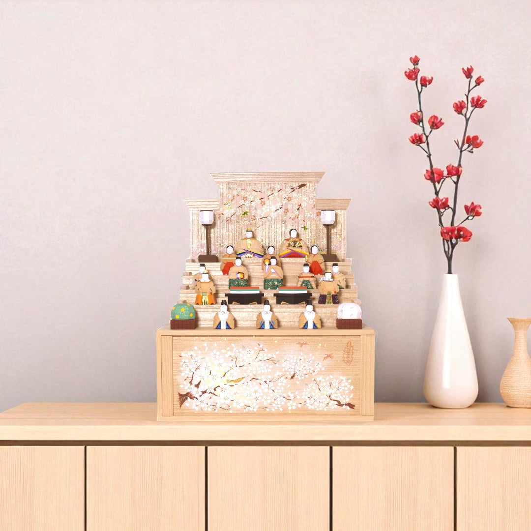 段飾雛 桜（大） 神泉作 – 奈良一刀彫 誠美堂