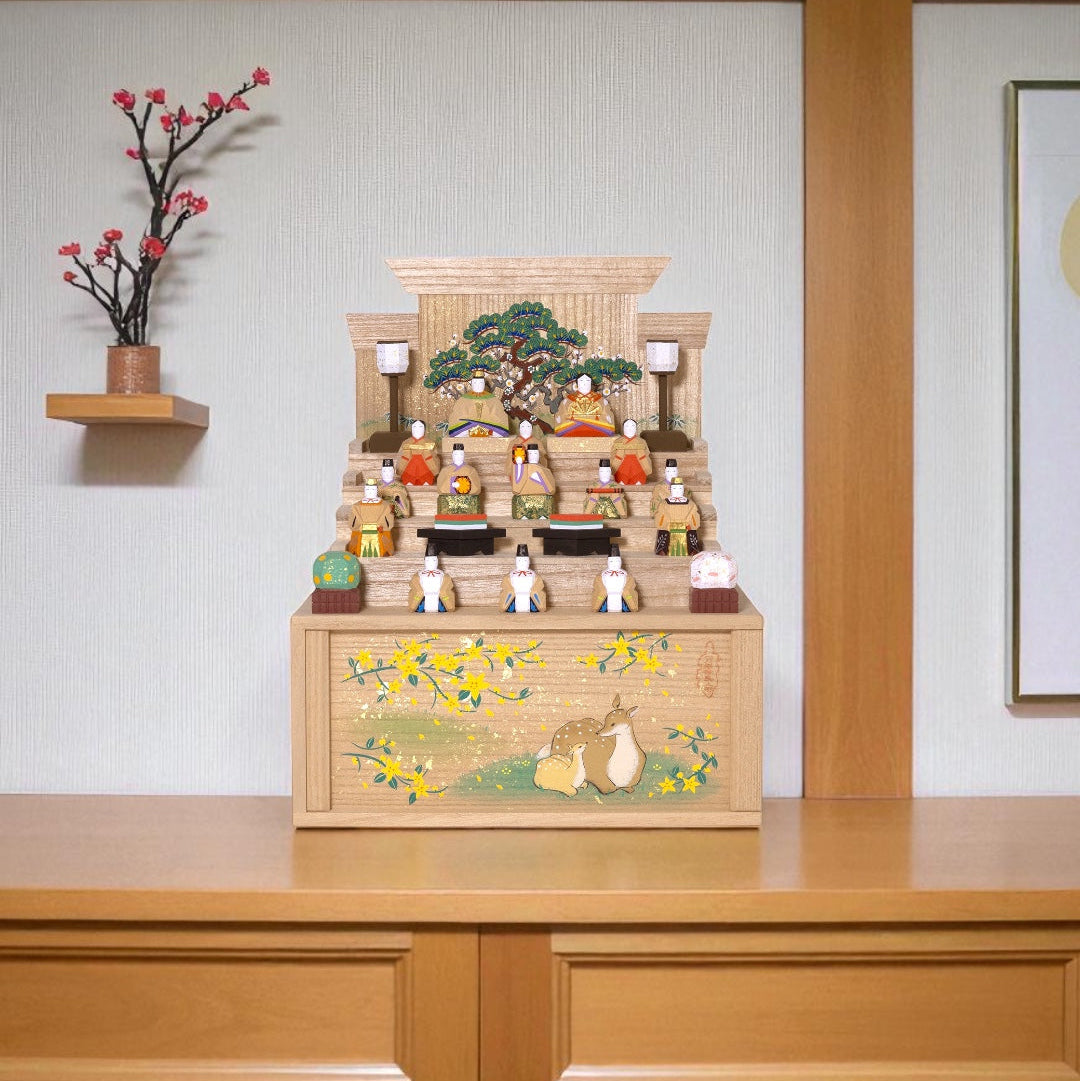 段飾雛 鹿（小） 神泉作 – 奈良一刀彫 誠美堂