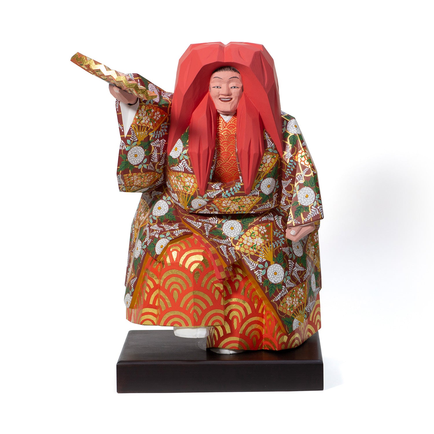 一刀彫　翁と媼 一刀彫 翁と媼 奈良一刀彫 翁 媼 人形 置物 木彫 能 金彩 裏に銘