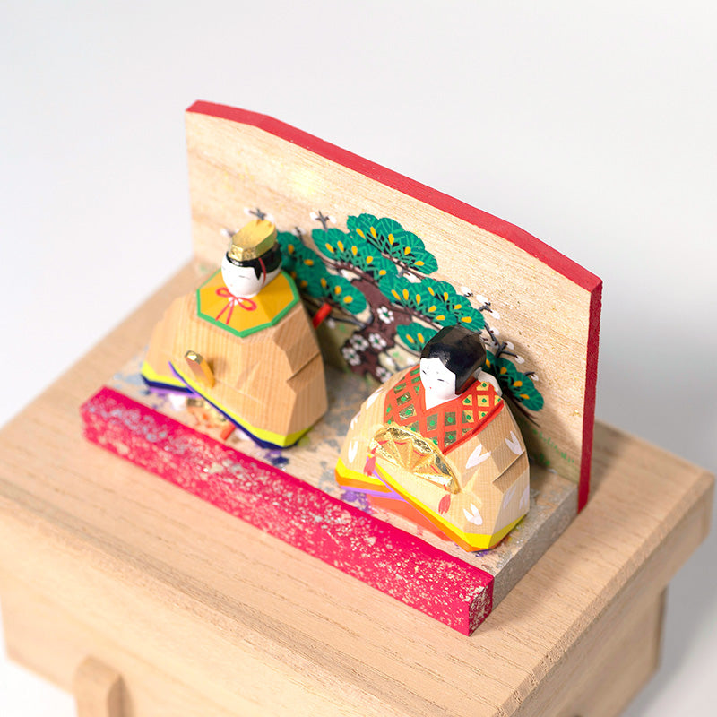 内裏雛（小・屏風付） 神泉作 – 奈良一刀彫 誠美堂